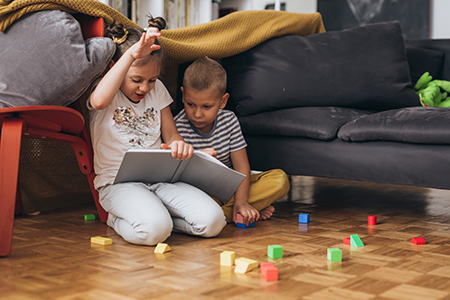 Children exploring reading