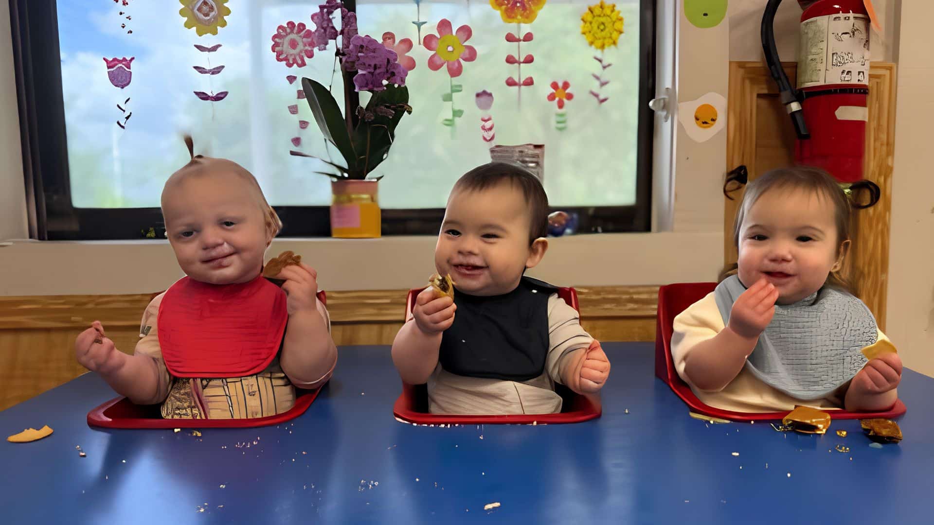 Infants engaged in early care and sensory development activities at Kids Day daycare center